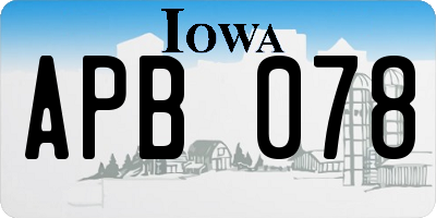 IA license plate APB078