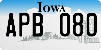 IA license plate APB080