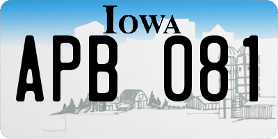 IA license plate APB081