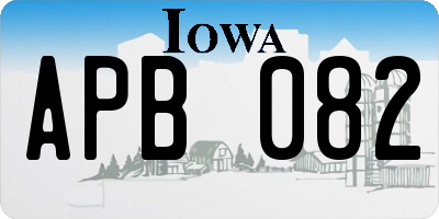 IA license plate APB082