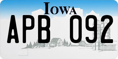 IA license plate APB092