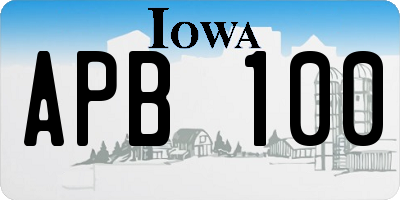 IA license plate APB100