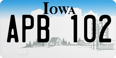 IA license plate APB102
