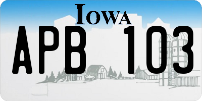 IA license plate APB103
