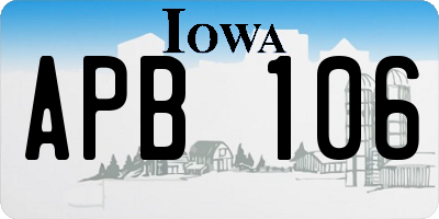 IA license plate APB106