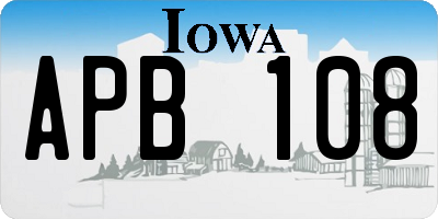 IA license plate APB108