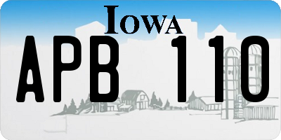 IA license plate APB110