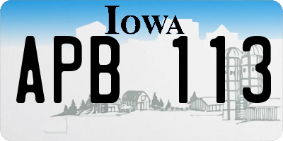 IA license plate APB113