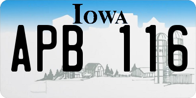 IA license plate APB116