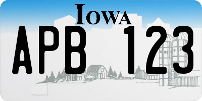 IA license plate APB123