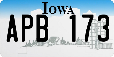 IA license plate APB173