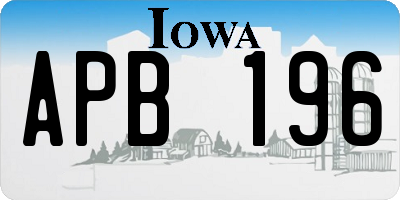 IA license plate APB196