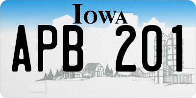 IA license plate APB201