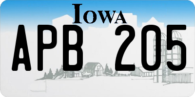 IA license plate APB205