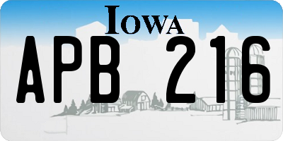 IA license plate APB216
