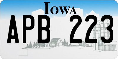 IA license plate APB223