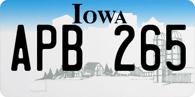 IA license plate APB265