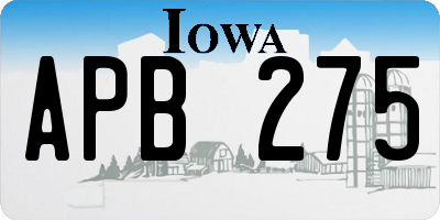 IA license plate APB275