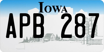 IA license plate APB287