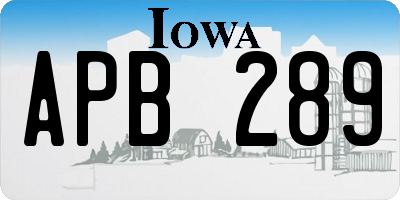IA license plate APB289