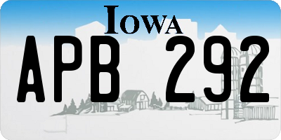 IA license plate APB292