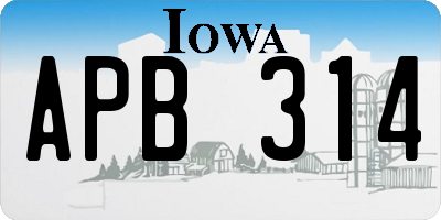 IA license plate APB314