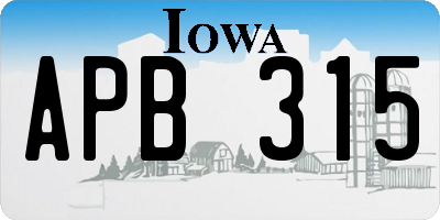 IA license plate APB315