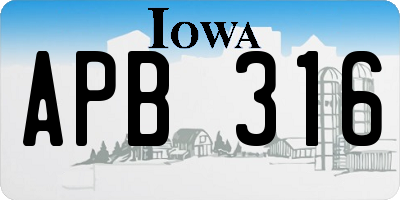 IA license plate APB316