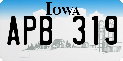 IA license plate APB319