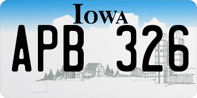 IA license plate APB326
