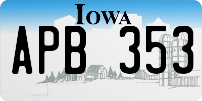 IA license plate APB353
