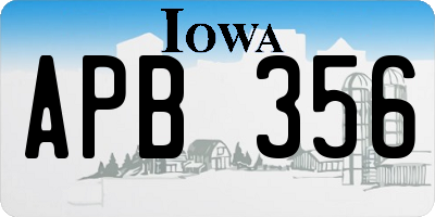 IA license plate APB356