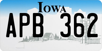 IA license plate APB362