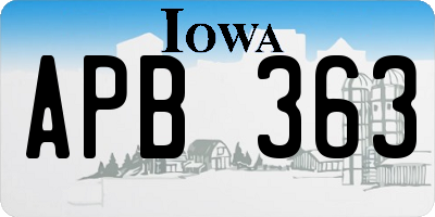 IA license plate APB363