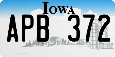 IA license plate APB372