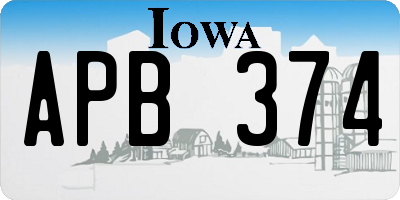 IA license plate APB374