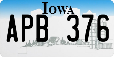 IA license plate APB376