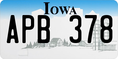IA license plate APB378