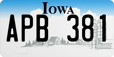 IA license plate APB381