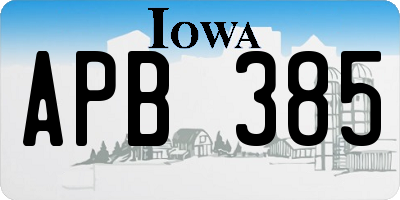 IA license plate APB385