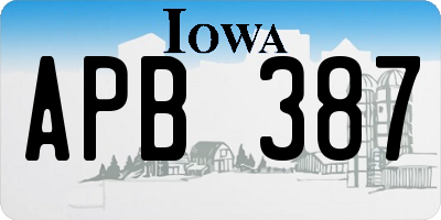 IA license plate APB387