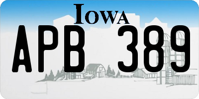 IA license plate APB389