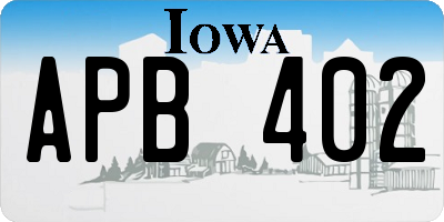 IA license plate APB402