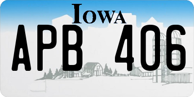 IA license plate APB406