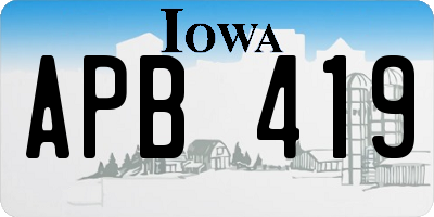 IA license plate APB419