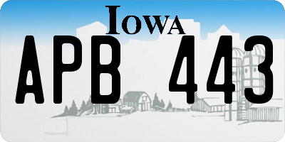 IA license plate APB443