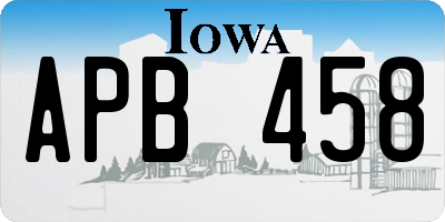 IA license plate APB458