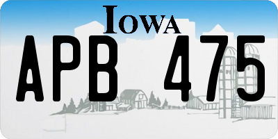 IA license plate APB475