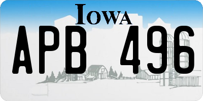 IA license plate APB496