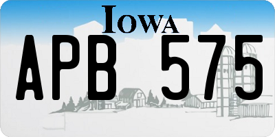 IA license plate APB575